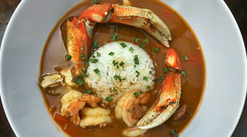 Roux based Seafood Gumbo with Dungeness Crab, Shrimp and Smoked Sausage