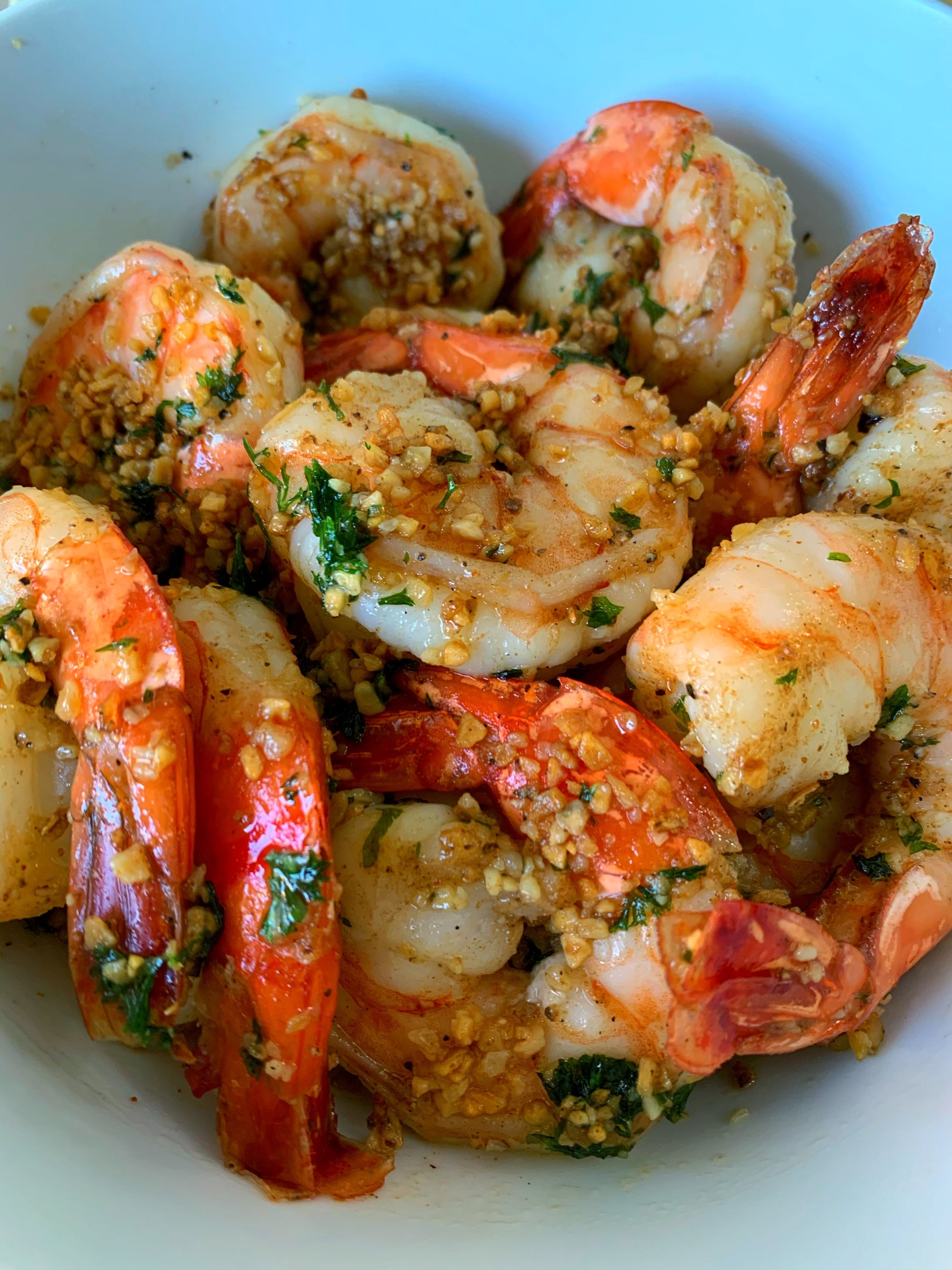 Garlic Pepper Shrimp Scampi on the grill